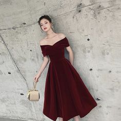 Cute cute · Little Cute · Online Store Powered by Storenvy Burgundy Dress Knee Length, Short Velvet Dress Classy, Burgundy Dress Velvet, Vintage Style Bridesmaid Dresses, Velvet Homecoming Dress, Velvet Evening Dress, Color Rush, Make Your Own Dress, Dress Velvet