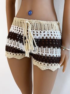 LaPose Fashion - Camellia Crochet Short - Crochet Shorts Casual Khaki Pants, Knitted Shorts, Crochet Pants, Crochet Short, Crochet Shorts, Swimsuit Dress, Resort Style, Fashion Korean, Maxi Dress Party