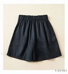 Lasaky - Adjustable Waistband Wide-Leg Shorts and Pants Casual Elastic Black Bottoms, Casual Black Elastic Bottoms, Black Elastic Casual Pants, Casual Black Elastic Pants, Black Bottoms With Waistband For Spring, Black Wide-leg Shorts With Elastic Waistband, Black Wide Leg Shorts With Elastic Waistband, Non-stretch Wide Leg Shorts In Solid Color, Solid Non-stretch Shorts