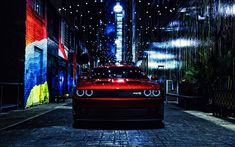 Dodge Challenger SRT Hellcat, 4k, front view, 2024 cars, supercars, HDR, headlights, muscle cars, Red Dodge Challenger, american cars, Dodge