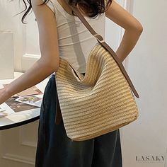 Lasaky - Uncomplicated Everyday Bag Collection Casual Beige Shoulder Bag For Day Out, Trendy Rectangular Bucket Bag For Day Out, Shoulder Bucket Bag With Braided Handles For Day Out, Day Out Bucket Bag With Braided Handles, Trendy Rectangular Shoulder Bag For Day Out, Daily Double Handle Shoulder Bag With Adjustable Strap, Casual Large Capacity Baguette Bag For Spring, Casual Rectangular Satchel For Day Out, Large Capacity Shoulder Bucket Bag For Day Out