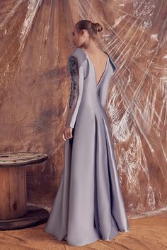 Description Silver A-line, Long dress Fitted, Long Sleeves V-Neck Mikado, Beaded stones Dry Clean Made in Lebanon SKU GA-5094 Long Dress Fitted, Beaded Sleeves, Black Tie Dress, Dress Fitted, فستان سهرة, Fashion Inspiration Design, Line Dress, Silver Dress, Couture Dresses