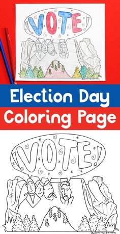 Use this election day coloring page as part of a classroom lesson on civics to promote voting. Or, print it out for library story time as an activity after reading books about voting and elections. Veterans Day Coloring Page, Around The World Theme, Halloween Books For Kids, Campaign Buttons, Kids Class, Homeschool Help, Work Activities, Halloween Books