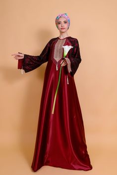 Hi, this is one of My Collection of caftan abbayas . Can be Used for several Occasions Like Wedding Party, or Party Dresses. It looks very modest, Elegant and glam with Lace Appliation and Crystal Detail Item Description: Size : All size fit up to women with size L/Large Dress length 143cm / 56 inches Chest size 108cm / 42 inches Waist size 110cm / 43 inches Wrist size 24cm / 10 inches This dress is made of high quality satin , very light. Please let me know by leaving a message if you want to b Long Sleeve Dabka Gown For Eid, Elegant Long Sleeve Abaya With Dabka, Long Thobe With Modesty Panel For Eid, Elegant Long-sleeved Dabka Abaya, Long Abaya For Eid, Long Sleeve Dabka Abaya, Elegant Thobe With Modesty Panel For Eid, Elegant Eid Thobe With Modesty Panel, Modest Maxi Length Thobe With Modesty Panel