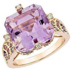 Presented A lovely collection of gems, including Swiss Blue Topaz, Amethyst, and Citrine, is perfect for people who value quality and want to wear it to any occasion or celebration. Pink tourmaline and tanzanite embellishments on either side of the band add to the ring's artistic and beautiful design. One of them is a simple yet stunning rose gold Amethyst ring. Amethyst Fancy Ring in 18Karat Rose Gold with Tanzanite, Pink Tourmaline, and White Diamond. Amethyst: 8.27 carat, 12X12mm size, octago Amethyst And Citrine, Gold Amethyst Ring, Octagon Shape, Fancy Rings, Dream Engagement, Dream Engagement Rings, Swiss Blue Topaz, Amethyst Ring, Pink Tourmaline