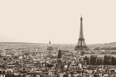 black and white photograph of the eiffel tower in paris, france taken from above