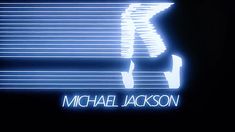 the logo for michael jackson's new album is shown in front of a black background