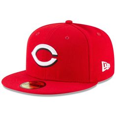 Honor the incredible impact Jackie Robinson had on the Major Leagues with this 2023 Jackie Robinson Day 59FIFTY Fitted Hat from New Era. It features the Cincinnati Reds logo in raised embroidery and commemorative Jackie Robinson Day graphics on the side. In addition, the fitted construction ensures this Cincinnati Reds cap fits you perfectly. High Crown Officially licensed Structured fit Flat bill with ability to curve Brand: New Era Surface washable Imported Material: 100% Polyester Six panels Red Fitted Cap For Baseball Season, Red Hats For Baseball Season, Red Fitted Cap For Fan Gear, Red Flat Brim Fitted Hat For Fan Gear, Red Flat Brim Hat For Fan Gear, Red Flat Bill Hats For Fan Gear, Red Hats For Fan Gear, One Size Fits Most, Red Visor Hat For Sports Events, Red Cap For Fan Gear