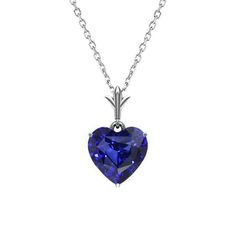 METAL SPECIFICATIONS White Gold 14K STONE SPECIFICATIONS Stone Name : Blue Sapphire Stone Cut : Heart Stone Details : There is one heart cut sapphire approx. 2 carats (Approx. Size 6.5 x 7 mm) in the pendant. Natural earth mined stone. Quality of Sapphire : AAA Total : Approx. 2 Carats PENDANT SPECIFICATIONS Length : 16” (Can change length, please indicate about change with payment) Overall Size (mm): Approx. 13 mm x 7 mm (Including Bail) Appraised Value : $8973.00 Comes with Certificate Blue Sapphire Stone, Pendant Heart, Heart Stone, Sapphire Necklace, Solitaire Pendant, Sapphire Stone, Stone Heart, Natural Earth, Stone Cuts