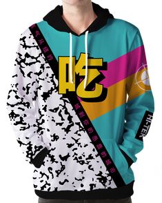 Vaporwave & Aesthetic Clothing | Hi-Tek Hoodie – Vapor95 Sporty Multicolor Sublimation Design For Streetwear, White Hoodie With Sublimation Print For Streetwear, Sporty Hoodie With Graphic Print And Relaxed Fit, White Casual Hoodie With Moisture-wicking, White Casual Moisture-wicking Hoodie, White Long Sleeve Sweatshirt With All Over Print, White Moisture-wicking Casual Hoodie, Sports Cotton Hoodie With Sublimation Print, White Hoodie With All Over Print