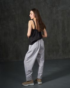 * natural striped fabric (50% linen 50% cotton) * wide leg form pants * unisex  - for you and for him * elastic wide waistbelt * possibility to roll up the bottom Striped Linen Pants With Elastic Waistband, Gender Neutral Fashion, Pants Linen, Wide Leg Linen Pants, Striped Fabric, Neutral Fashion, Pants Wide Leg, Striped Pants, Linen Pants