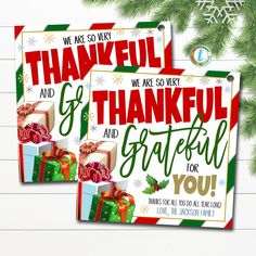 two christmas cards with the words, slice it and give it grateful for you