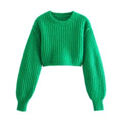 Style: commuting Size: S M L Color: Green Fall Coats, Winter Mode Outfits, Short Sweater, Cropped Pullover, Crop Top Sweater, Long Crop Top, Knit Crop Top, Green Sweater, Winter Fashion Outfits