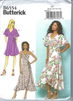 a women's dress and top sewing pattern from butterick