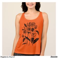 Women's Tank Top Poppies Womens Sportswear, Fitness Apparel, Yoga Challenge, Hot Yoga, Sportswear Women