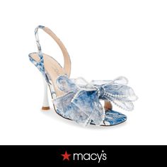 in stock Statement Prom Shoes, Blue Dress Shoes Women Classy, Preppy Homecoming Shoes, Homecoming Heels, Winter Wedding Shoes, Blue By Betsey Johnson, Mesh Bows, Pearl Bow, Betsey Johnson Shoes