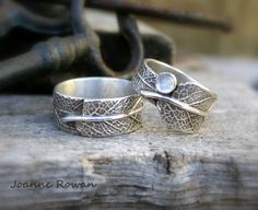 Hand Forged Ring Jewelry For Wedding, Hand Forged Wedding Ring Jewelry, Wedding Hand Forged Jewelry Ring, Unique Engraved Jewelry For Wedding, Hand Cast White Gold Wedding Rings, Unique Engraved Wedding Jewelry, Silver Nature-inspired Wedding Jewelry, Nature-inspired Silver Wedding Jewelry, Hand Cast Jewelry For Anniversary