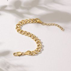 This classic link chain bracelet is 18K gold plated on durable stainless steel. An elegant and timeless option, the link chain bracelet is perfect for everyday wear. Link Chain Bracelet, Bracelet Gold, Link Chain, Chain Bracelet, Gold Bracelet, 18k Gold, Gold Plate, Everyday Wear, Plating