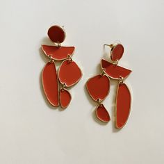 Undefined drop earrings Playful Gold Earrings For Summer, Artsy Earrings For Summer Beach Occasions, Trendy Coral Jewelry For Summer, Trendy Orange Earrings For Summer, Trendy Dangle Earrings For Vacation, Casual Multicolor Earrings For Vacation, Trendy Red Jewelry For Vacation, Trendy Coral Summer Jewelry, Trendy Red Earrings For Summer