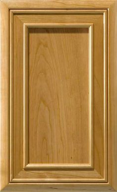 an unfinished wooden cabinet door with wood grained finish and no glass in the front