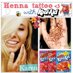 henna tattoo with kohl aid is on the front page of this postcard