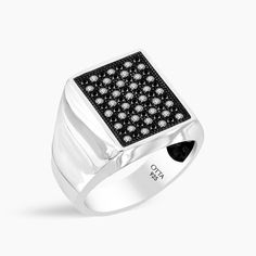 OTTASILVER Mens 925 Sterling Silver Zircon Ring Modern Black Diamond Ring Gift, Modern Diamond Ring With Black Diamonds For Gift, Modern Diamond Ring With Black Diamonds As A Gift, Gift Black Diamond Sterling Silver Ring, Modern Diamond White Signet Ring As Gift, Classic Rings With Black Diamonds For Gift, Classic Rings With Black Diamonds As Gift, Men Birthday, Mens Anniversary Gifts