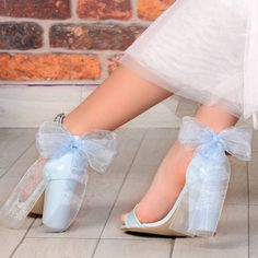 Light Blue High Heel Wedding Shoes For Spring, Blue Closed-toe Wedding Shoes With Heel Strap, Wedding Hills Shoes Blue, Blue Wedding Shoes With 4-inch Heel, Blue Wedding Shoes With 4-inch High Heel, Wedding Shoes Bride, Costume Shoes, Blue Tulle, Blue Heels