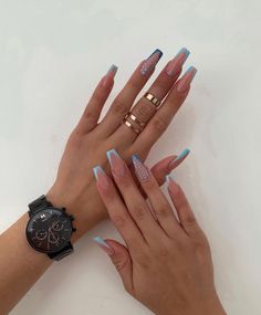 31 Cute Sky Blue French Tip Nails Blue Dots + Blue V French Tips 1 Fab Mood Wedding Color Sky Blue French Tip Nails, Sky Blue French Tip, Cute Basic Nail Ideas, V French Tips, French Tips Summer, Basic Nail Ideas, French Tip Nails Blue, Blue French Tip Nails, Blue French Tip