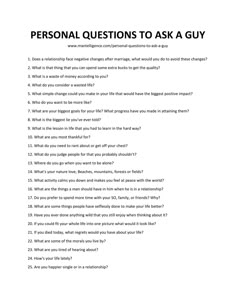 a question is shown with the words'personal questions to ask a guy '