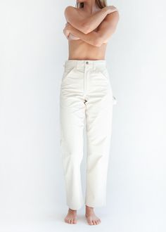 The original Painter Pant in Natural Drill cotton are straight-leg, classic workwear. By Stan Ray Classic White Pants With Belt Loops, Cotton Utility Work Pants With Straight Hem, Classic White Pants With Five Pockets, Relaxed Fit Work Pants With Welt Pockets, Classic Full-length Cotton Jeans, Classic White Jeans For Work, Fitted Cotton Work Pants With Pockets, White Fitted Straight Leg Work Pants, Everyday White Pants With Patch Pockets