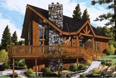 this is an artist's rendering of a log home