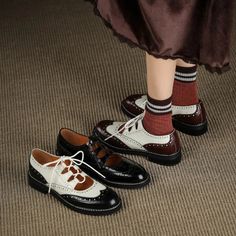 Soriano Two Tone Oxford Brogue Loafers Vintage Oxford Shoes, Women Brogues, Shoes For Woman, Brogues Style, Spring Flats, Oxford Brogues, Oxford Flats, Summer Flats, Spring Shoes