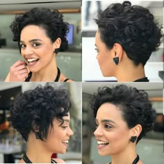 Undercut Perm, 3a Pixie Cut, Short Curly Pixie, Pixie Haircut Styles, Curly Pixie Haircuts, Curly Pixie, Curly Bob Hairstyles, Short Hairstyle