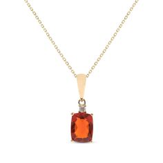 This compelling gemstone necklace reflects your unique style. Crafted in 10K yellow gold, the design features a solitaire cushion-cut Mexican fire opal topped by a round-cut diamond accent. This blazing pendant suspends along an 18-inch cable chain that secures with a spring ring clasp. Cushion Cut Solitaire, Mexican Fire Opal, Accessories Jewelry Necklace, Cushion Cut, Round Cut Diamond, Spring Rings, Fire Opal, Cable Chain, Gemstone Necklace