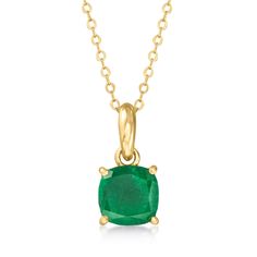 Ross-Simons - 1.60 Carat Emerald Pendant Necklace in 10kt Yellow Gold. 16". Canaria fine jewelry. Perfect for everyday wear, these genuine 10kt gold wardrobe essentials are fashionable, fun and designed to last a lifetime. Strong and durable, our collection of gold classics is always a great value. Add a splash of color to your style with this verdant 1.60 carat square cushion-cut emerald pendant necklace. Set in polished 10kt yellow gold and suspended from a cable chain with a 2" extender. Spri Gold Wardrobe, Bronze Autumn, Emerald Pendant Necklace, Emerald Necklace Pendant, Necklace Emerald, Emerald Birthstone, Detailed Necklace, Emerald Pendant, Emerald Color