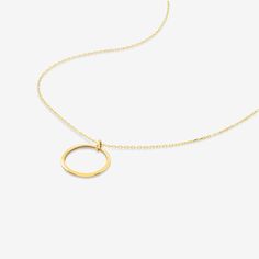 Circle Necklace - Gelin Diamond Yellow Gold Circle Necklace Tarnish Resistant, Everyday Yellow Gold Circular Necklace, Minimalist 14k Gold Open Circle Necklace, Minimalist Yellow Gold Open Circle Necklace, Minimalist Yellow Gold Circle Necklace, Gold Circle Ring, Solid Gold Necklace, Circle Ring, Circle Necklace