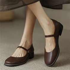 Category:Flats,Heels; Upper Materials:Faux Leather; Season:Winter,Fall,Spring; Heel Type:Flat Heel; Gender:Women's; Size Suggestion:standard size, select your usual size; Toe Shape:Round Toe; Style:Minimalism,Elegant,Casual; Heel Height(inch):<1; Outsole Materials:Rubber; Occasion:Office,Daily,Party; Pattern:Solid Color; Listing Date:11/13/2023; Production mode:External procurement; 2024 Trends:Plus Size,Mary Jane,Vintage Shoes; Size chart date source:Provided by Supplier.; Heel Height:Mid Heel Heels Mary Jane, Brown Womens Shoes, Winter Flats, Womens Low Heels, Zapatos Mary Jane, Summer Boots, Heels Online, Fashion Comfortable, Shoes Ladies