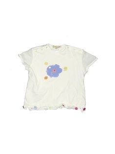 Catimini Short Sleeve T Shirt Size: 15 Tops - used. 100% COTTON, Floral | Catimini Short Sleeve T-Shirt: White Floral Tops - Size 15 Playful White Cotton T-shirt, Playful Cotton Short Sleeve T-shirt, Casual Graphic Print Tops For Playtime, Casual Cotton T-shirt For Playtime, White Crew Neck T-shirt For Playtime, Casual Tops With Cartoon Print For Playtime, Casual Cartoon Print Tops For Playtime, Casual Cartoon Print T-shirt For Playwear, White Cotton T-shirt For Playtime