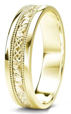 Gold Claddagh Celtic Ladies Wedding Band Ring Traditional Hallmarked Engraved Ring For Formal Occasions, Traditional Ceremonial Engraved Ring With Decorative Band, Traditional Engraved Ring With Decorative Band, Traditional Engraved Ring With Intricate Design For Formal Occasions, Traditional Rings With Decorative Band, Claddagh Ring, Mens Ring Sizes, Old Flame, Celtic Knotwork