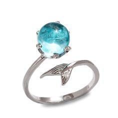 HigherChakra Ring Mermaid's Gem Ring Ocean Ring, Mermaid Ring, Bubble Ring, Silver Mermaid, Mermaid Jewelry, Jewelry Model, Blue Rings, Crystal Rings, Blue Crystals