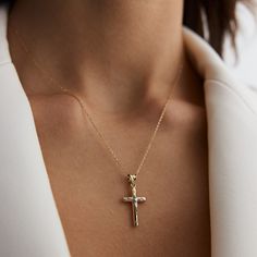 "14K Gold Cross Faith Pendant Charm Necklace Celtic Embossed Dainty Chain Minimalist Simple Tiny God Lords Religious Jewelry Gift for Women ❤【Materials & Specifications:】 - 14K gold pendant and chain - Chain thickness is 0.9mm - Cross pendant dimensions are Width:1.1cm (0.43in) Length:2.00 ( 0.78in) ❤【Available in 4 different chain lengths】 42 cm (16.5 in) 44 cm (17.3 in) 46 cm (18.1 in) 48 cm (18.8 in) Gold Color: Yellow Gold This fashion everyday jewelry \"gold cross necklace\" makes a perfect Minimalist Crucifix Necklace With Adjustable Chain, Minimalist Crucifix Jewelry With Adjustable Chain, Minimalist Crucifix Jewelry With Delicate Chain, Elegant Crucifix Necklaces With Adjustable Chain, Elegant Crucifix Necklace With Adjustable Chain, Dainty Crucifix Clavicle Chain Necklaces, Dainty Crucifix Clavicle Chain Jewelry, Dainty Crucifix Clavicle Chain Necklace, Minimalist Crucifix Clavicle Chain Jewelry