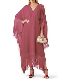 🌺 The "Salmon" V-Neck Style Fringed Kaftan features a stunning salmon color that adds a vibrant and radiant touch to your outfit. The intricate fringe detailing adds movement and visual interest, creating a truly mesmerizing look. https://www.arabicattire.com/products/salmon-v-neck-style-fringed-kaftans-jsdc-salmon-5821 #ArabicAttire #FringedKaftan #BohemianFlair #RadiantElegance #FashionStatement #ShopNow #ExpressYourStyle Short Kaftan Dress, Kids Kaftan, Casual Abaya, Kaftan Dresses, Modest Evening Dress, Resort Wear Dresses, Kaftan Designs, Maxi Kaftan, Kaftan Style