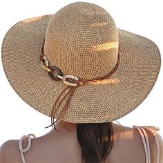 PRICES MAY VARY. 👒 Premium Straw Woven Hat - The sun hats are made of paper straw and polyester. Straw material with tight braiding. Lightweight, soft, comfortable and breathable to wear. 👒 One Size Fit Most Women - US Size: 71/4 - 71/2. Head Measurements:23 - 24 inches,brim Measurements: 3.74 inches, depth Measurements: 4 inches. You can adjust the size of the hat through the adjust band inside in the hat. The straw sun hat with chin strap provides extra protection during windy days.You can a Beach Hats For Women, Womens Beach Hat, Woven Hat, Summer Hats For Women, Beach Hats, Straw Sun Hat, Sun Hats For Women, Summer Hat, Hat For Women