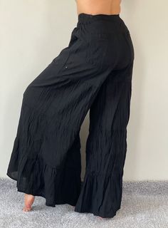 "Wide Leg Style Lady Pants with elastic waistband. Cotton/Rayon Blend Measurement: Waist: 30-40\" Hip: up to 46\" Length: 42\" Inseam: 28\" Ankle 34\" Shipping & Handling ❤️❤️❤️ Parcels will be ship via DHL Express ❤️❤️❤️❤️ Shipping : - All item will be shipped in 1 business days after receiving payment. We ship item via DHL Express. We use registered shipment for every product of ours. You can always track whereabouts it is and what happens to the item. We will always declare the package as Thai Fisherman Pants, Fisherman Pants, Wrap Pants, Dark Outfits, Blue Fabric, Black Fabric, Trousers Women, Gorgeous Dresses, Sundress