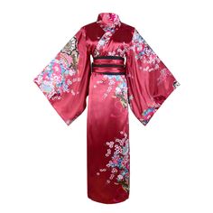 PRICES MAY VARY. -Size: One size fits most. Length 86cm, recommended for weight up to 70kg and height 150-168cm -Features: Gorgeous japanese kimono outfit mixes traditional japanese garb with sexy styling. This kimono dress features floral print design, wide obi belt with cute bowknot at the back, and loose long sleeve. The fabrics is soft, flowy and luxurious, with good drape, which can flatter your beautiful curves when clings to your skin. You will surely have a comfortable night with this se Yukata Women, Kimono Costume, Kimono Lingerie, Kimono Traditional, Japanese Yukata, Japanese Costume, Kimono Outfit