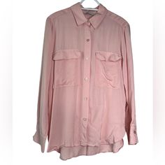 Like Brand New, Super Soft And Flowy Light Pink Button Up Shirt By Zara. Excellent Quality, Material And Condition. Xs - Worn Only Once Zara Button-up Shirt With Pockets, Classic Pink Top With Pockets, Chic Zara Blouse With Pockets, Classic Pink Tops With Pockets, Zara Shirt With Pockets For Spring, Zara Blouse With Pockets For Workwear, Trendy Long Sleeve Blouse With Buttoned Pockets, Chic Pink Tops With Pockets, Zara Workwear Blouse With Pockets