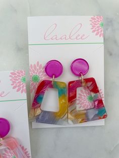 Beautiful Acrylic stud earrings - perfect for summer, graduation gifts, spring, statement jewelry, everyday wear, beach attire, or just for fun! Makes a great gift or to keep for yourself! Measures approx 2-2.5". Giftbox included! Summer Earrings, Acrylic Stud Earrings, Acrylic Jewelry, Statement Earrings, Colorful Playful Purple Earrings For Gift, Playful Purple Earrings For Gifts, Trendy Summer Earrings As A Gift, Trendy Summer Earrings As Gift, Trendy Summer Earrings For Gift, Trendy Summer Earrings For Gifts, Playful Pink Jewelry For Summer, Trendy Plastic Earrings For Gift, Playful Pink Earrings For Summer