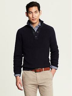 Modern Ribbed Snap-Placket Pullover