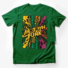 Vibrant Motown Funk T-Shirt, Colorful Music Theme, Retro Style Graphic Tee, Unisex Male T-Shirt Custom graphic T-Shirt.Customize your color Romantic Tops, Style Graphic Tee, Retro Graphic Tees, Music Tees, Retro Comic, Retro Pop, Statement Tees, Statement Shirt, Street Wear Urban