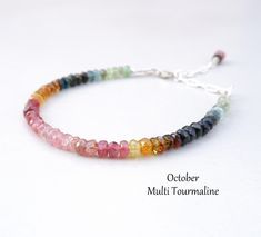 "Tourmaline Bracelet, Watermelon Tourmaline Jewelry, Multicolor Rainbow Tourmaline Crystal Bracelet for Women Watermelon Tourmaline Bracelet, Multi Tourmaline Jewelry, Pink Tourmaline Bracelet, Gift for Women, Bridesmaid Gifts, October Birthday Gifts, Fine Tourmaline Bracelet, Multi Tourmaline bracelet, Tourmaline Bracelet *Please Note: My pictures are magnified to show detail. *Tourmaline is the birthstone for October. *A beautifully dainty gemstone bar bracelet! *Would make a great gift for Oc Watermelon Tourmaline Jewelry, Fine Bracelet, Rainbow Tourmaline, Multi Gemstone Bracelet, October Birthday, Bar Bracelet, Tourmaline Bracelet, Tourmaline Jewelry, Tourmaline Beads